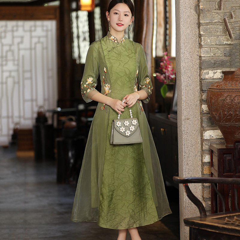 改良旗袍复古民国风唐装中式连衣裙 娇品兰旗袍
