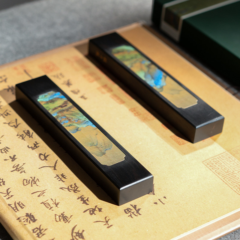 张小凤千里江山铜镇纸书法毛笔镇尺 张小凤文房四宝