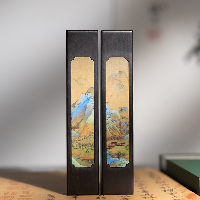 张小凤千里江山铜镇纸书法毛笔镇尺 张小凤文房四宝