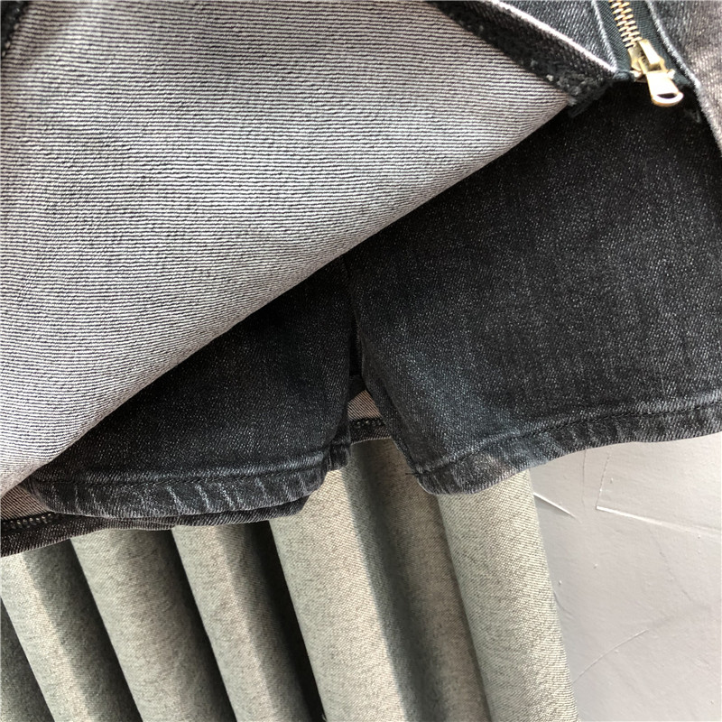 欧洲站高腰牛仔裤裙个性拉链短裤 简兰顿半身裙