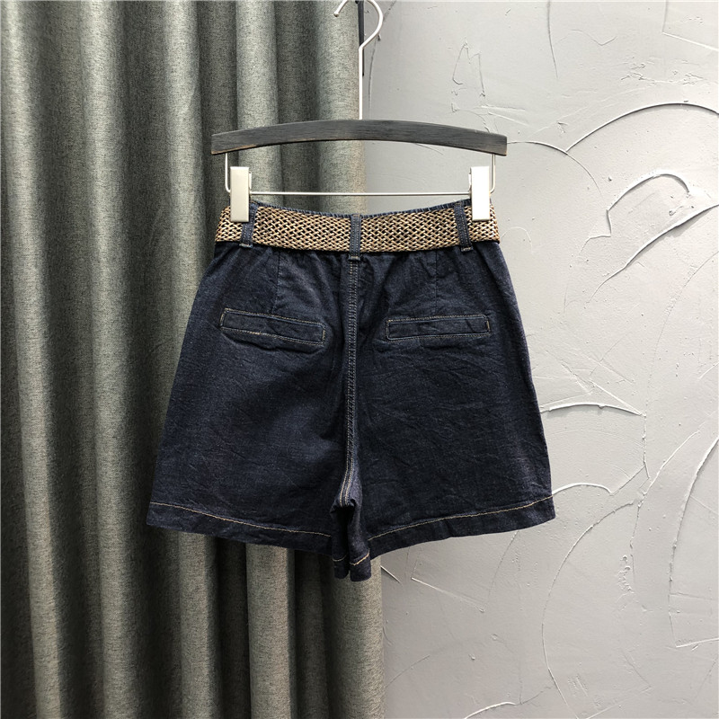 欧版深蓝色高腰牛仔裤裙防走光短裤 简兰顿牛仔裤