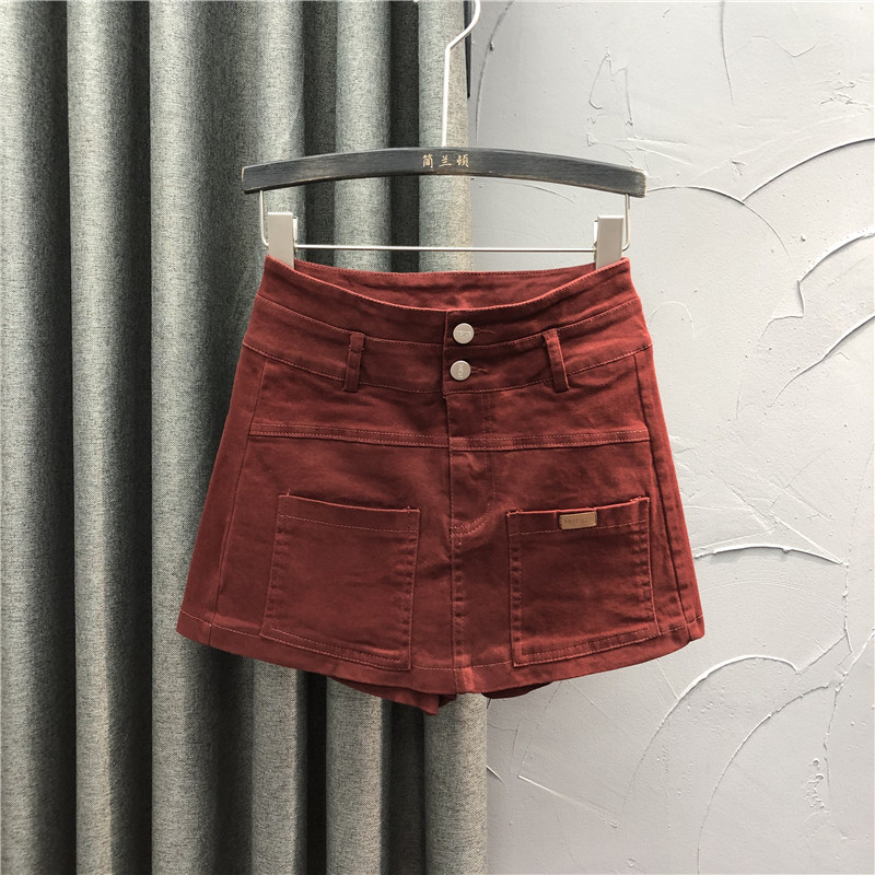 韩版高腰短裤裙2020年新款秋季裤 简兰顿牛仔裤
