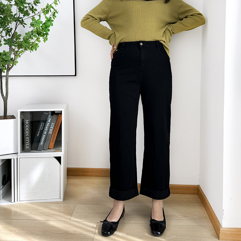 大码窄版直筒牛仔裤女2025秋季女裤显瘦九分烟管裤胖mm卷边裤子,淘宝优惠券,粉丝福利购,淘宝优惠卷