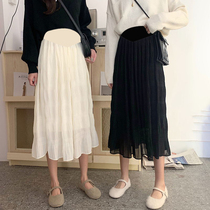 Pregnant Woman Summer Clothing Snowspun Half Body Dress Temperament Fairy Skirt High Waisted Umbrella Skirt Tidal Moms Wear Casual A Word Skirt