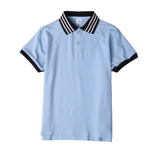 Spot blue primary school uniform short-sleeved polo shirt