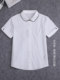 Stretch cotton college British style summer lapel crew neck