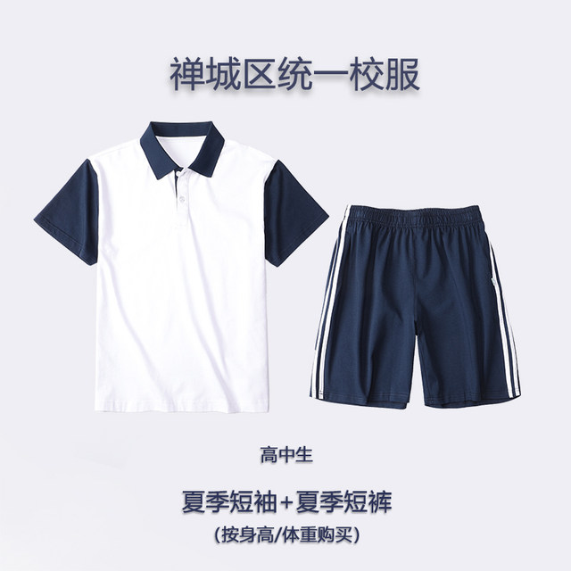 Foshan Chancheng District primary school junior high school students 2025 new summer school uniform short-sleeved shorts suit with school badge