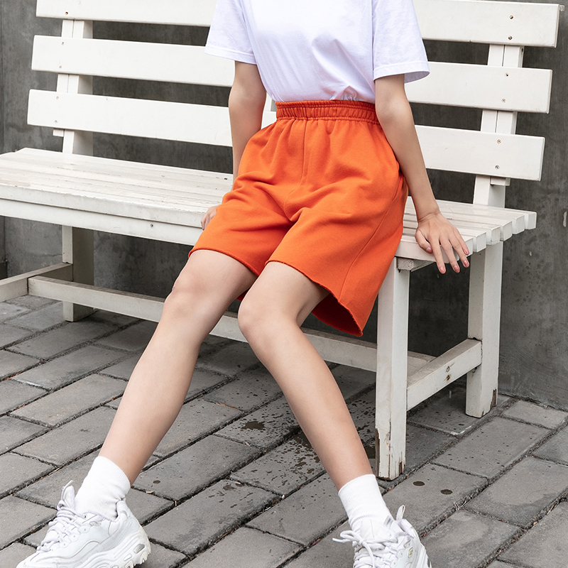 情侣款夏季外穿ins卷边运动短裤