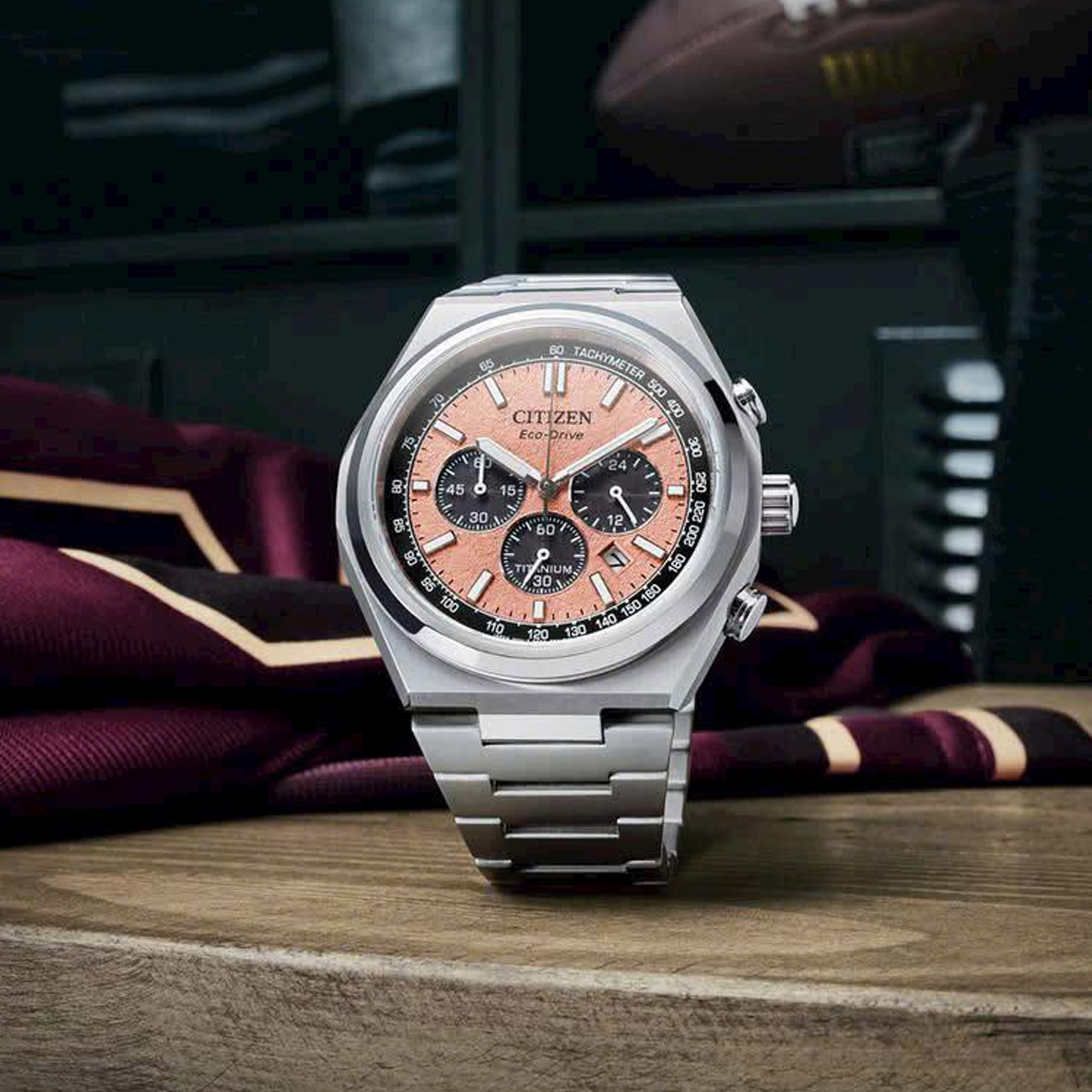 CITIZEN西铁城手表光动能舒博钛合金商务三眼时尚男表情人节礼物 - 图0