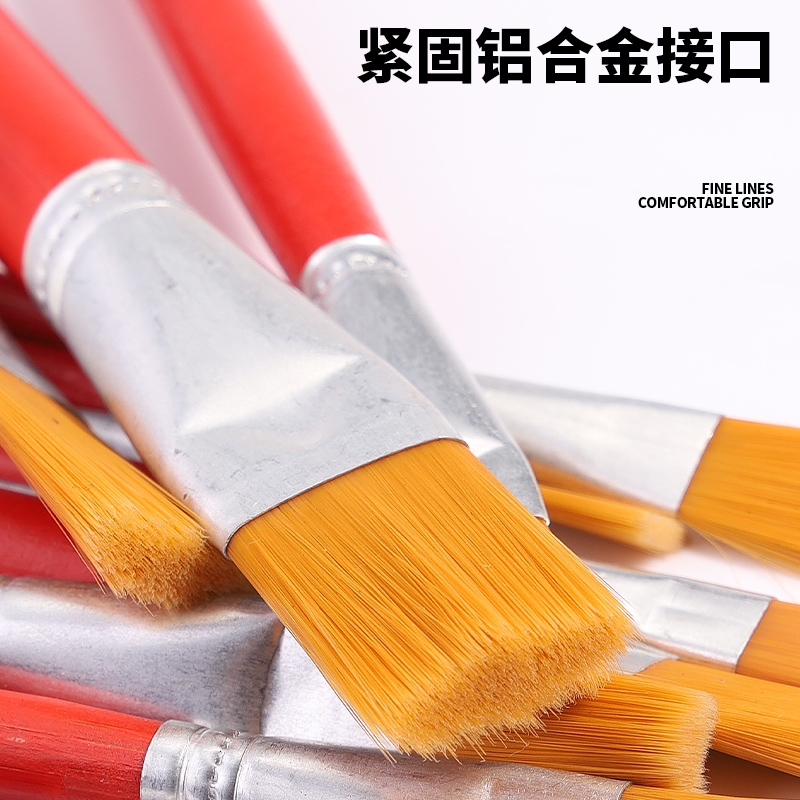 红杆尼龙油画笔丙烯水彩水粉笔排笔工业油漆胶水排刷学生绘画套装-图2