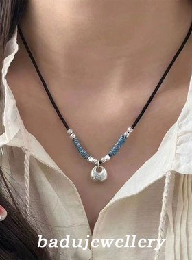 新中式古法碎银福袋项链女慵懒风
