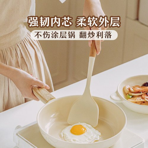树可锅铲家用硅胶铲子炒菜厨具不粘锅专用汤勺饭勺漏勺耐高温食品 - 图1