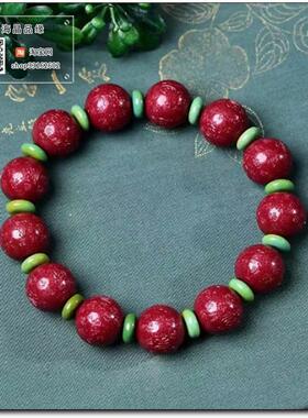 原矿高含量朱砂紫金砂雕刻百财手链手串女款招财转运本命年饰品