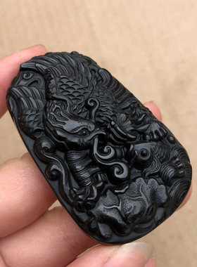 黑曜石抓住机遇挂件 男款霸气机不可失鹰鱼志存高远证书