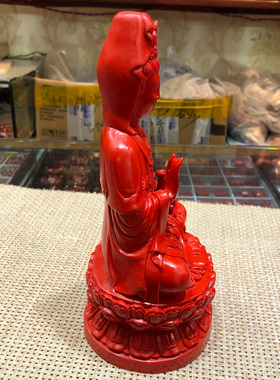 天然朱砂南海观音菩萨佛像客厅家用居家供奉佛摆件观世音菩萨证书