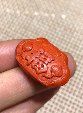 天然朱砂红宝宝平安锁如意锁吊坠儿童小美女本命年项链挂坠