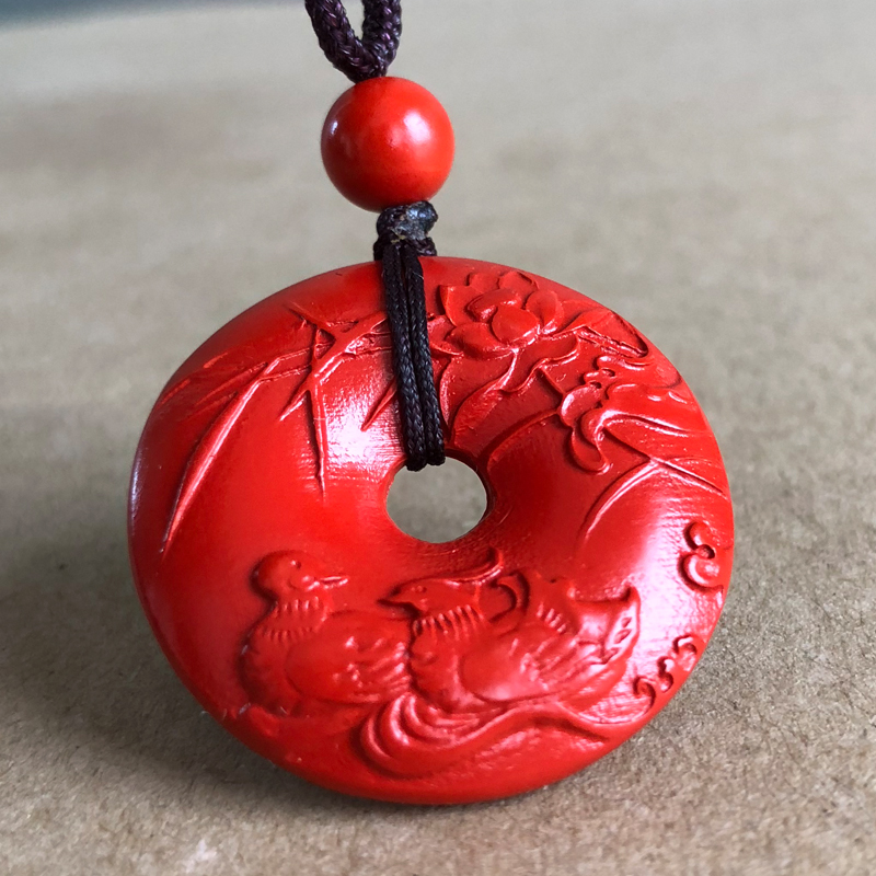 2021牛年比翼增情朱砂红吉祥物吊坠鸳鸯生情催缘开运项链挂件证书 - 图2