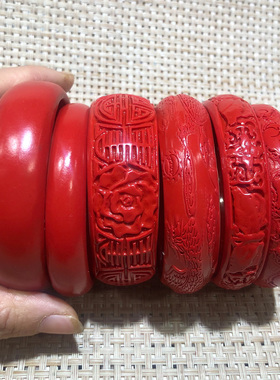 天然高含量朱砂心经手镯女新款清新古风复古手镯学生款龙凤镯花纹