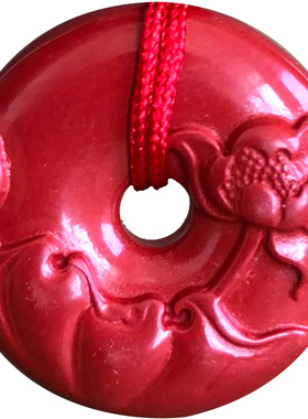 原矿帝王红朱砂莲花平安扣吊坠一品清廉莲心荷花男女圆满礼物玉佩