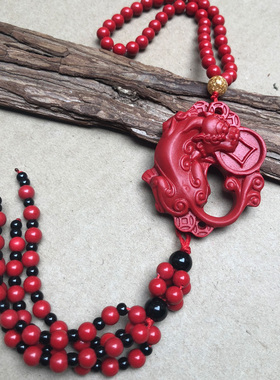 玉见美玉 天然原色朱砂貔貅平安扣吊坠 男女招财进宝玉佩项链随身