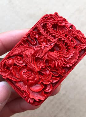 天然朱砂丹凤朝阳吊坠  男女款护身凤舞九天火凤凰朱雀增吉挂件