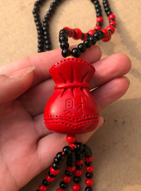 原矿朱砂福袋毛衣链吊坠女款有财有福衣服配饰节日送礼物福气满满