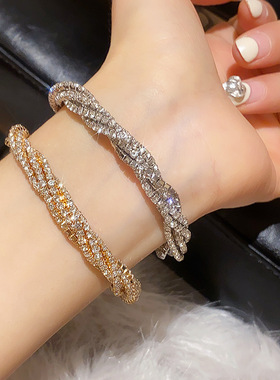 欧美跨境镶钻多层缠绕手链轻奢感手环设计感小众气质百搭手饰