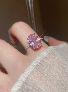 超闪气质椭圆方形锆石蝴蝶戒指轻奢感指环简约时尚百搭手饰女