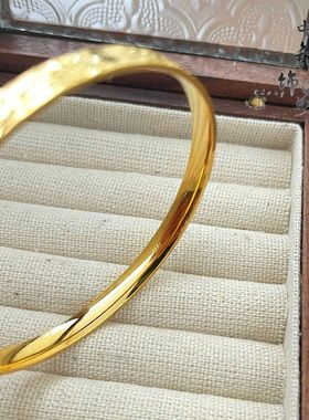 金店同款古法越南沙金爆闪碎碎冰手镯女 时尚气质碎金手环不掉色