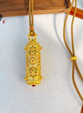 新中式轻奢迎财神吊坠古法越南沙金不掉色镶钻开门财神挂件挂饰