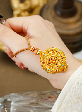 韦雪同款越南沙金镂空可翻盖八宝罗盘吊坠福运吉祥项链毛衣链饰品