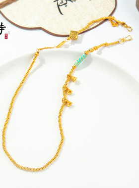 金店同款越南沙金蝴蝶花牌锁包项链毛衣链招财diy双钩项链挂吊坠