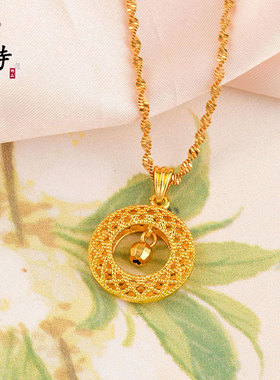 越南沙金圆球鸟巢吊坠珠项链锁骨链轻奢高级感饰品女不掉色金店款