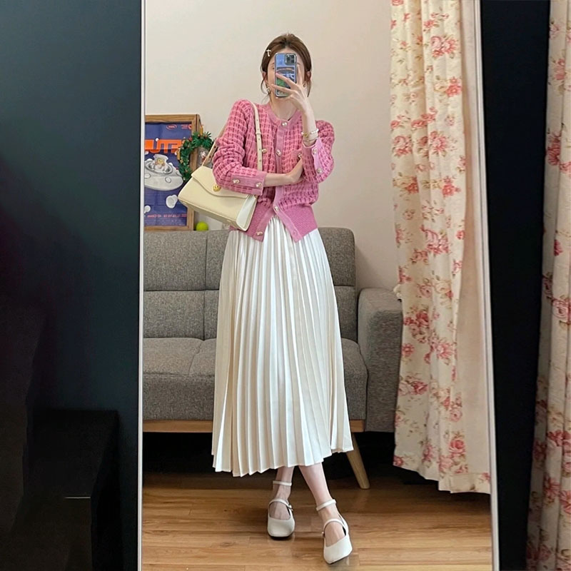 初秋新款女装早秋季时尚高级感名媛小香风轻熟毛衣配裙子两件套装