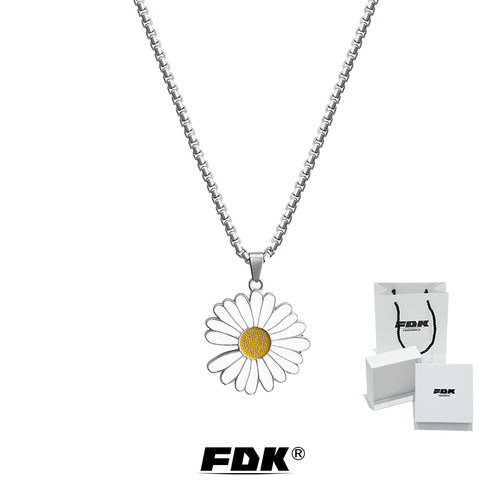FDK正品太阳花毛衣项链男同款GD雏菊潮吊坠女Ins钛钢卫衣送男友 - 图1