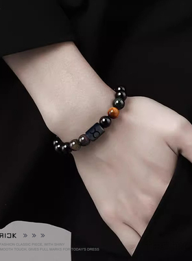 男士手链串珠珠子黑曜石手链男款