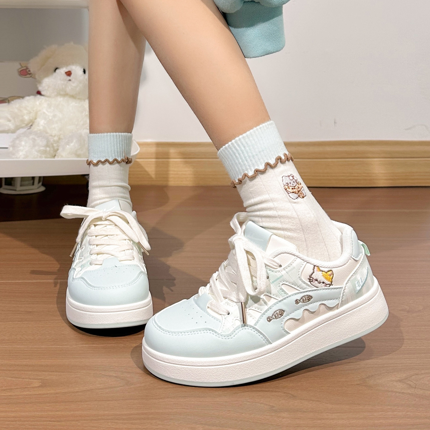回力初中生鞋子女春季新款猫咪小白鞋女厚底ins潮高颜值板鞋女款,淘宝优惠券,粉丝福利购,淘宝优惠卷