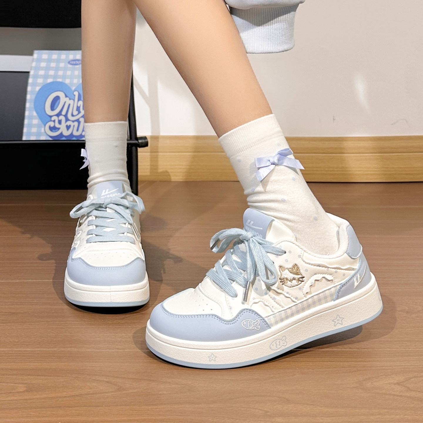 回力可爱猫咪小白鞋女2026春季新款百搭休闲鞋初中生厚底运动板鞋,淘宝优惠券,粉丝福利购,淘宝优惠卷