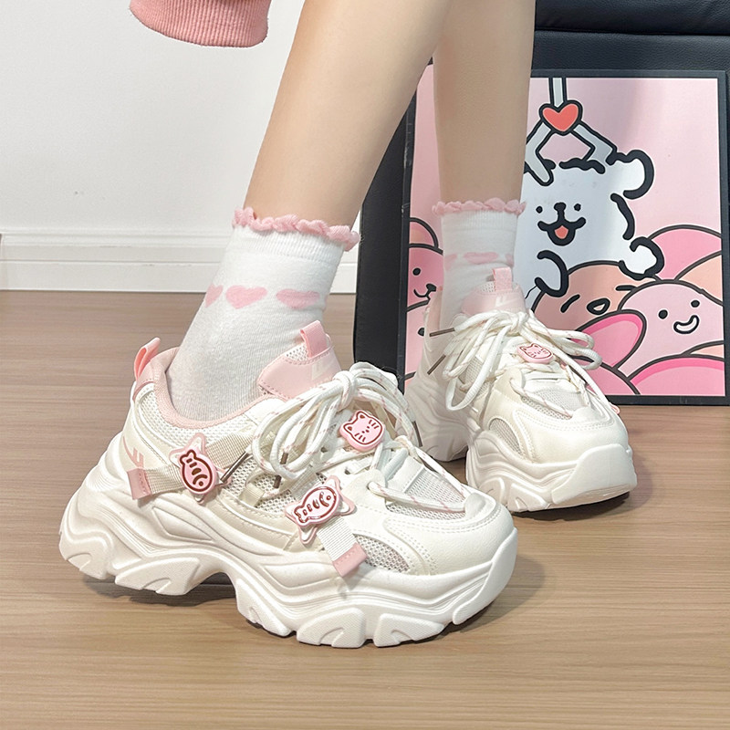 回力米粉猫咪小鱼老爹鞋女2025秋季透气增高休闲鞋轻便小众运动鞋,淘宝优惠券,粉丝福利购,淘宝优惠卷