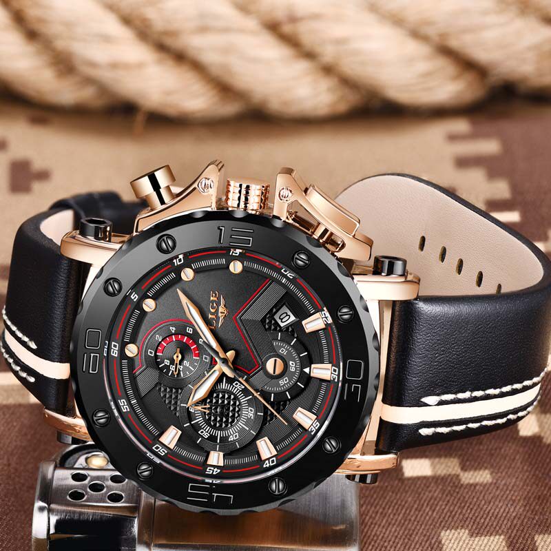 新品利格男士夜光防水运动石英手表 利格手表国产腕表