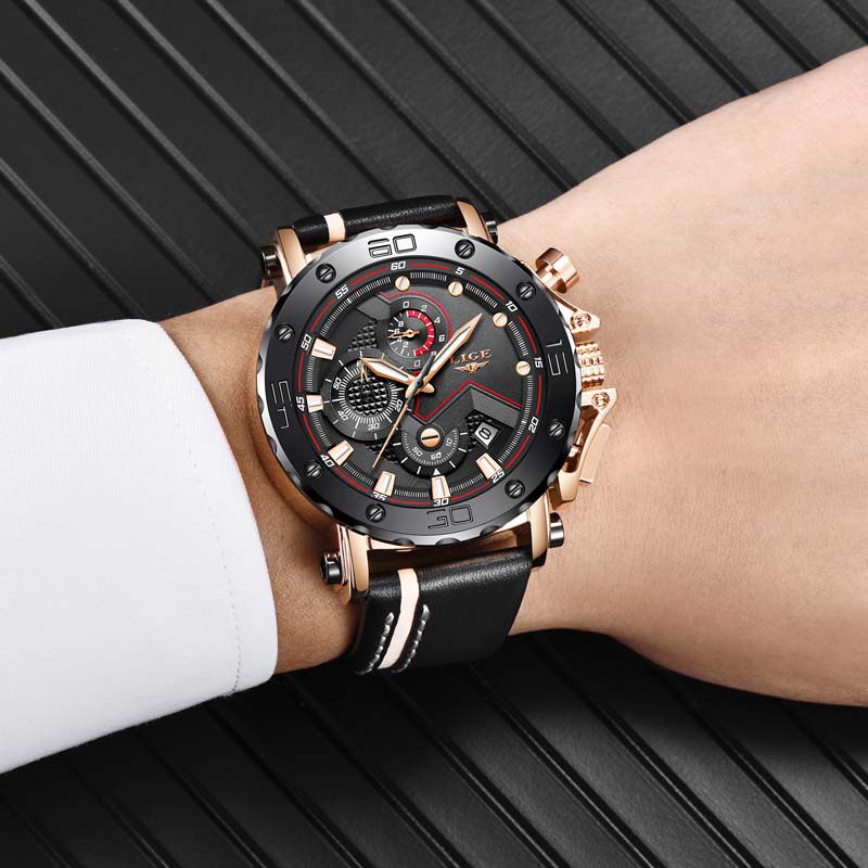 新品利格男士夜光防水运动石英手表 利格手表国产腕表