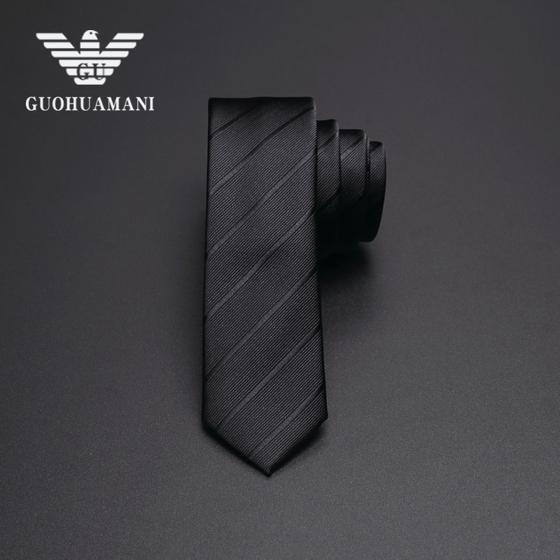国华玛尼窄款领带男正装5cm黑色拉链轻奢韩版纯黑真丝男生免打结,淘宝优惠券,粉丝福利购,淘宝优惠卷