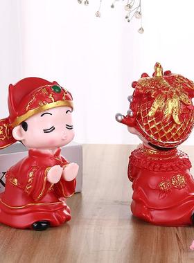 新款 情侣亲嘴结婚娃娃摆件陶瓷活动金童接吻套餐中式2022一对中