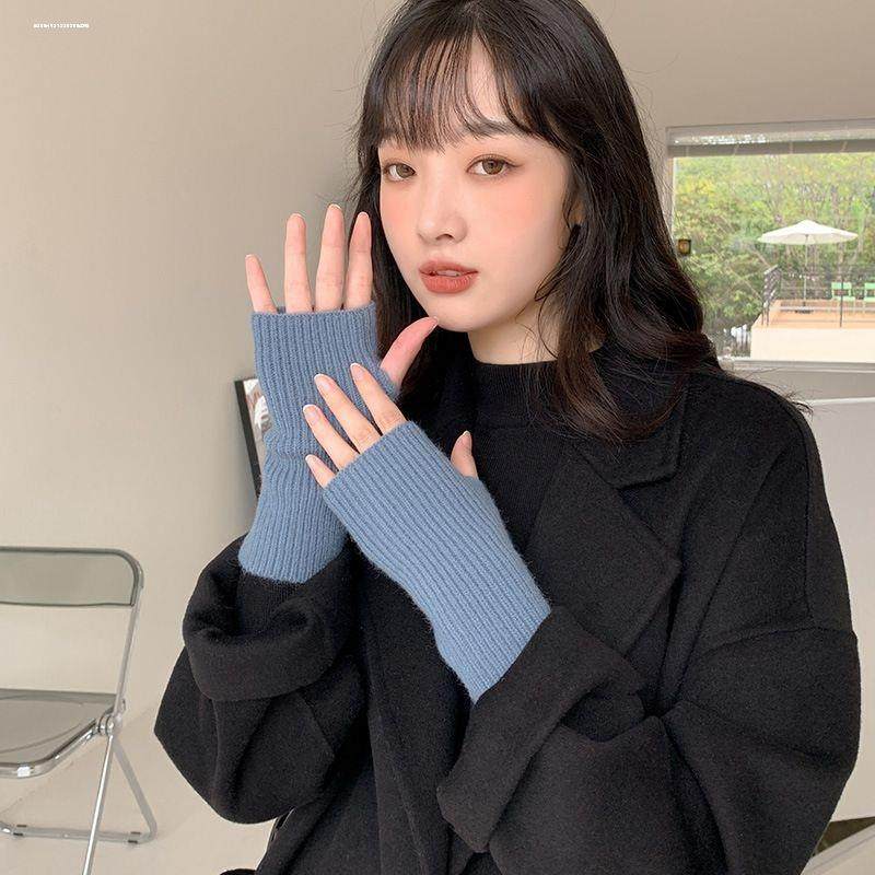 羽绒服袖口防脏假袖子加长半指手套女2024秋冬季保暖防风针织护腕,淘宝优惠券,粉丝福利购,淘宝优惠卷