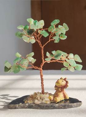 狮子座东陵玉水晶树手工摆件增加幸福感朋友 十月生日礼物包邮