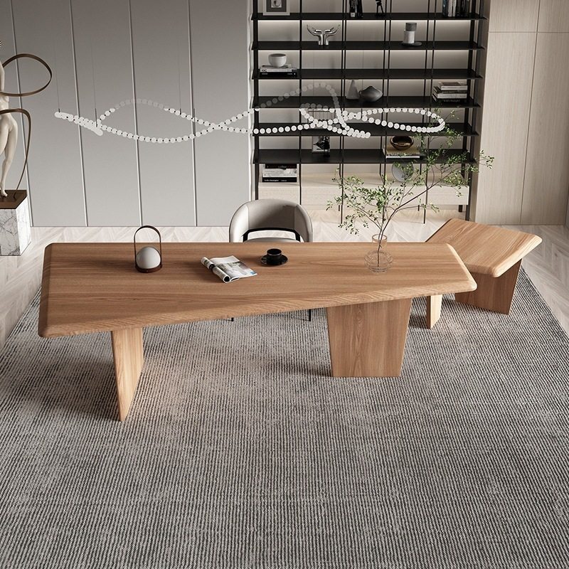 北欧实木办公桌椅原木会议桌长桌现代简约创意洽谈桌设计师工作台