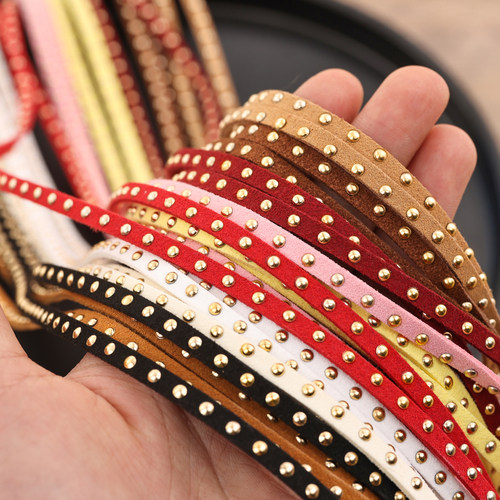 手工扭扭棒小狗项圈手工diy饰品配件5mm宽铆钉绳子玩偶装扮材料 - 图0