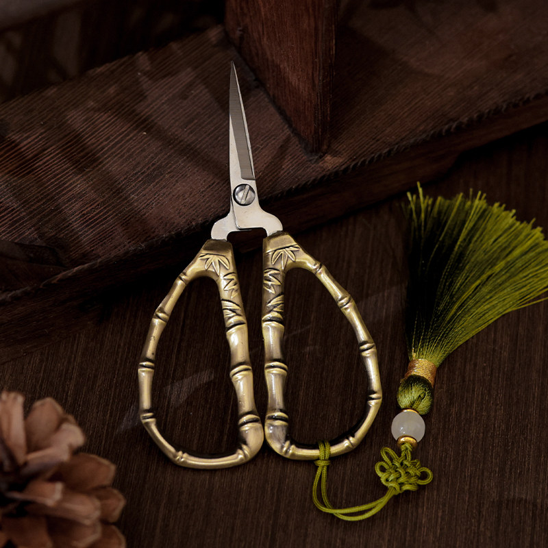 不锈钢中式竹节剪家用剪刀剪线头剪纸茶剪茶道配件复古小剪刀工艺,淘宝优惠券,粉丝福利购,淘宝优惠卷