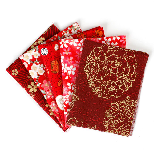 手工diy和风烫金纯棉布料拼布碎花布日系香囊和服布头碎布面料 - 图1