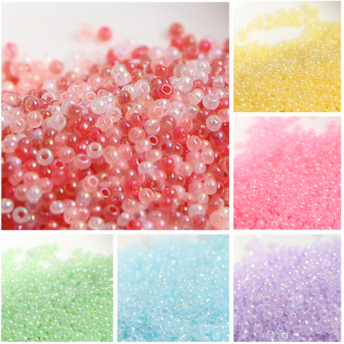 奶油云雾幻彩玻璃米珠2mm优质手工diy串珠散珠手链发簪饰品配件 - 图0